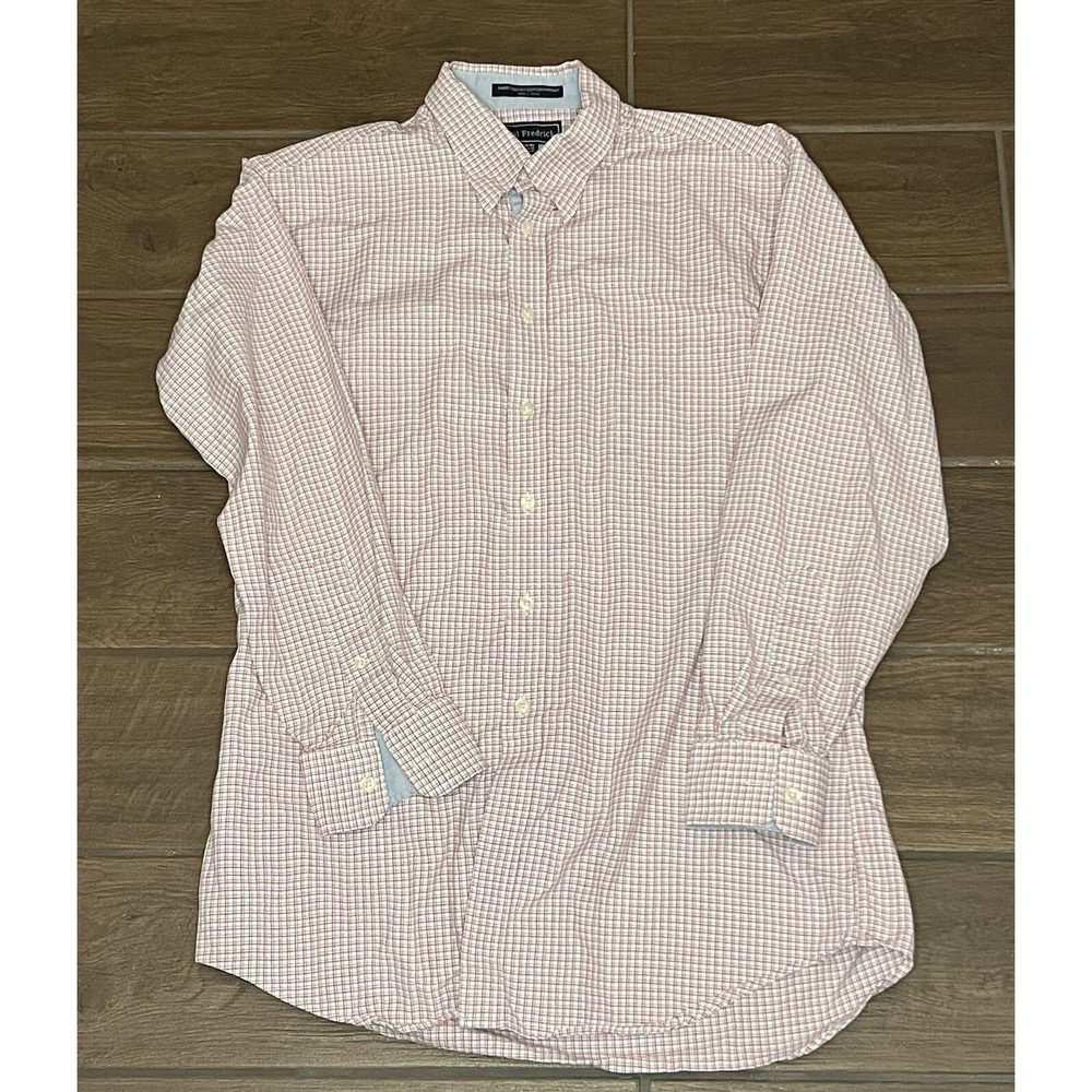 Paul Frederick Dress Shirt Men's 16-33 Red/Blue Button-up Finest two ply cotton - Picture 1 of 5